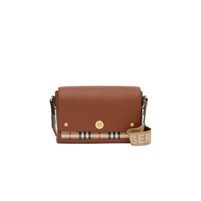 BURBERRY LEATHER AND VINTAGE CHECK NOTE CROSSBODY BAG 80211111 (25cm*8.5cm*18cm) BURBERRY LEATHER AND VINTAGE CHECK NOTE CROSSBODY BAG 80211111 (25cm*8.5cm*18cm)